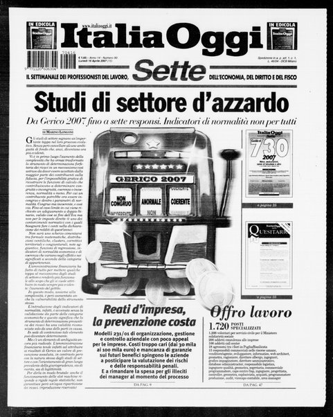 Italia oggi : quotidiano di economia finanza e politica